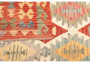 Tappeto Kilim Geometrico Rosso Mattone Bianco Avorio 177x241 Cm