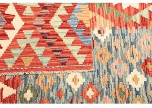 Tappeto Kilim Geometrico Rosso Mattone Celeste 174x241 Cm