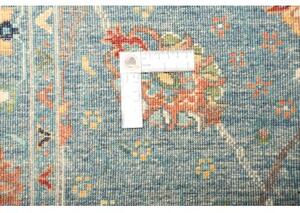 Tappeto Floralia Stilizzato Blu Petrolio Arancione Ruggine Corsia 90x252 Cm