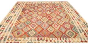 Tappeto Kilim Geometrico Rosso Beige 261x299 Cm