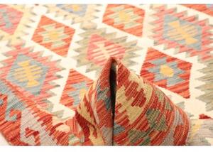 Tappeto Kilim Geometrico Rosso Mattone Bianco Avorio 177x241 Cm