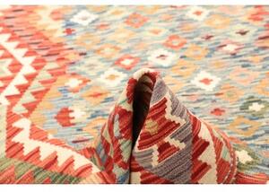 Tappeto Kilim Geometrico Rosso Mattone Celeste 174x241 Cm