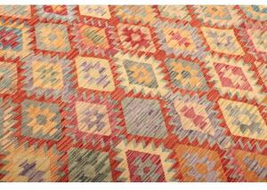 Tappeto Kilim Geometrico Rosso Beige 261x299 Cm