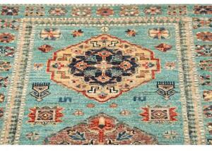 Tappeto Kazak Fine Stilizzato Azzurro Beige Corsia 83x250 Cm