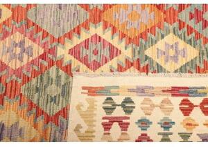 Tappeto Kilim Geometrico Rosso Beige 261x299 Cm