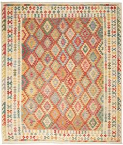 Tappeto Kilim Geometrico Rosso Beige 261x299 Cm