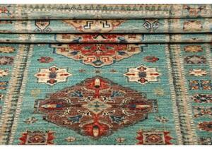 Tappeto Kazak Fine Stilizzato Azzurro Beige Corsia 83x250 Cm