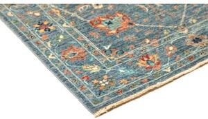 Tappeto Floralia Stilizzato Blu Petrolio Arancione Ruggine Corsia 90x252 Cm