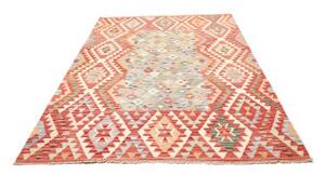 Tappeto Kilim Geometrico Rosso Mattone Celeste 174x241 Cm