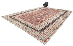 Tappeto Kilim Geometrico Rosso Mattone Avorio 414x595 Cm