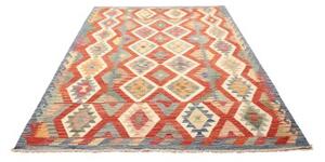Tappeto Kilim Geometrico Rosso Avorio 180x239 Cm