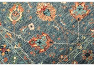 Tappeto Floralia Stilizzato Blu Petrolio Arancione Ruggine Corsia 90x252 Cm