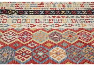 Tappeto Kilim Geometrico Rosso Mattone Avorio 414x595 Cm