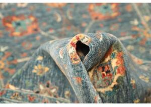 Tappeto Floralia Stilizzato Blu Petrolio Arancione Ruggine Corsia 90x252 Cm