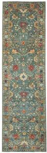 Tappeto Floralia Floreale Verde Petrolio Rosso Corsia 83x298 Cm