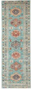 Tappeto Kazak Fine Stilizzato Azzurro Beige Corsia 83x250 Cm