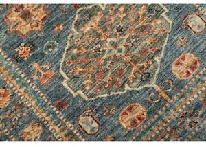 Tappeto Kazak Fine Stilizzato Blu Petrolio Beige Corsia 79x301 Cm