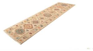 Tappeto Kazak Fine Geometrico Beige Blu Corsia 80x290 Cm