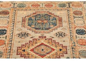 Tappeto Kazak Fine Geometrico Beige Blu Corsia 80x290 Cm