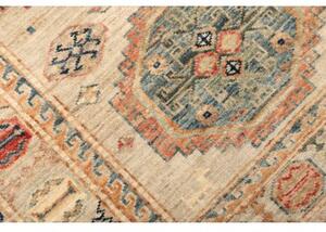 Tappeto Kazak Fine Geometrico Beige Blu Corsia 80x290 Cm