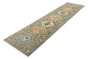 Tappeto Floralia Geometrico Grigio Scuro Blu Corsia 80x303 Cm