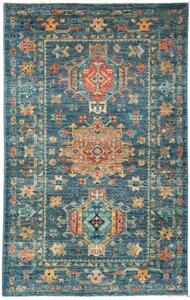 Tappeto Floralia Stilizzato Blu Petrolio Rosso Mattone 78x123 Cm