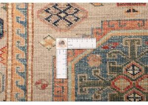 Tappeto Kazak Fine Geometrico Beige Blu Corsia 80x290 Cm
