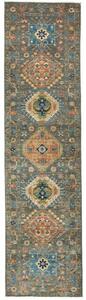 Tappeto Floralia Geometrico Grigio Scuro Blu Corsia 80x303 Cm