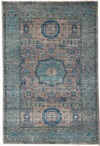 Tappeto Kairo Medaglione Blu Petrolio Beige 80x118 Cm