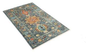 Tappeto Floralia Stilizzato Blu Petrolio Rosso Corallo 79x123 Cm