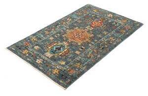 Tappeto Floralia Stilizzato Blu Petrolio Rosso Corallo 79x123 Cm