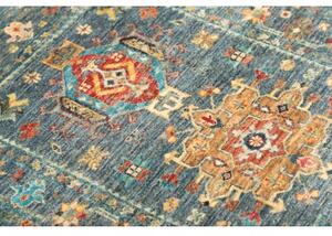 Tappeto Floralia Stilizzato Blu Petrolio Rosso Corallo 79x123 Cm