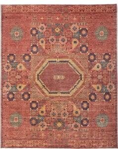 Tappeto Kairo Stilizzato Rosso Mattone Blu Petrolio 245x306 Cm