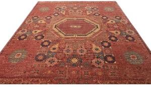 Tappeto Kairo Stilizzato Rosso Mattone Blu Petrolio 245x306 Cm