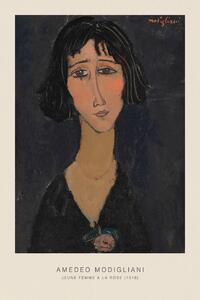 Riproduzione Jeune femme a la rose Margherita Portrait of a Beautiful Girl - Amedeo Modigliani, (26.7 x 40 cm)
