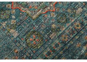Tappeto Kairo Stilizzato Blu Petrolio Corallo Corsia 80x245 Cm
