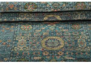 Tappeto Kairo Stilizzato Blu Petrolio Corallo Corsia 80x245 Cm