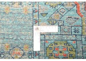 Tappeto Kairo Stilizzato Blu Petrolio Corallo Corsia 80x245 Cm