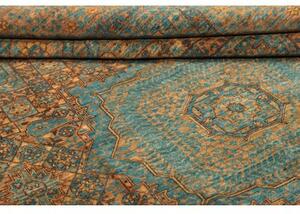 Tappeto Kairo Stilizzato Blu Petrolio Ocra 205x297 Cm