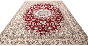Tappeto Nain 9la Medaglione Floreale Rosso Avorio 250x352 Cm