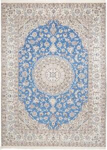 Tappeto Nain 9la Medaglione Floreale Azzurro Avorio 253x347 Cm