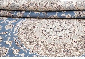 Tappeto Nain 9la Medaglione Floreale Azzurro Avorio 253x347 Cm