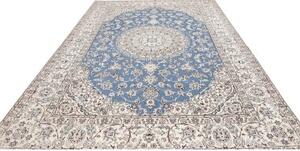 Tappeto Nain 9la Medaglione Floreale Azzurro Avorio 253x347 Cm
