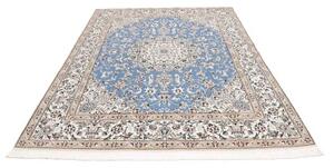 Tappeto Nain 9la Medaglione Floreale Celeste Avorio 203x257 Cm