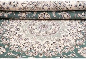 Tappeto Nain 9la Medaglione Floreale Verde Petrolio Avorio Quadrato 251x253 Cm