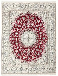 Tappeto Nain 9la Medaglione Floreale Avorio Rosso 207x262 Cm