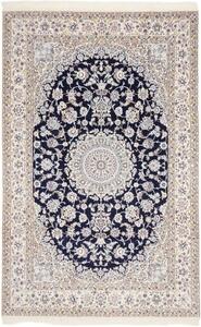 Tappeto Nain 9la Medaglione Floreale Blu Scuro Avorio 200x312 Cm