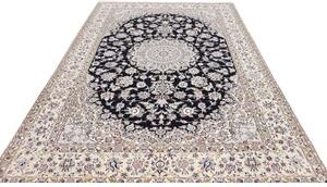 Tappeto Nain 9la Medaglione Floreale Blu Scuro Avorio 200x312 Cm