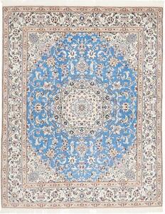 Tappeto Nain 9la Medaglione Floreale Celeste Avorio 203x257 Cm