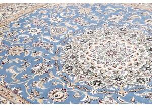 Tappeto Nain 9la Medaglione Floreale Celeste Avorio 203x257 Cm